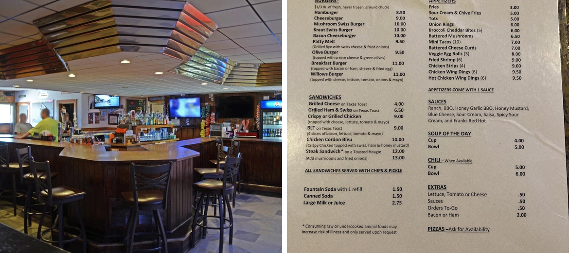 Willows Tavern Menu