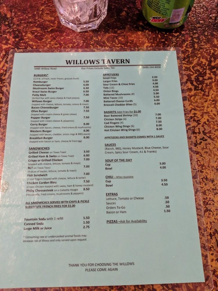 Willows Tavern Menu image 3